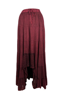 ▷ Terra & Sky Red & Pink Stripe Tiered Long Sleeve Peasant Maxi