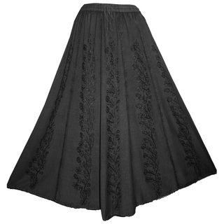 712 SK Agan Traders Medieval Embroidered Long Skirt - Agan Traders, Black