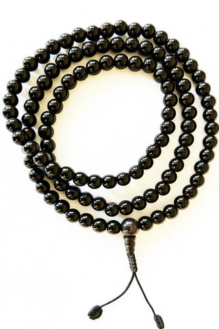 Original 8 mm Black Onyx Semi-precious Stone Mala Necklace