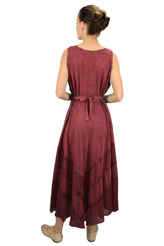 Romantic Evening Empire Victorian Sleeveless Dress - Agan Traders, Burgundy