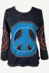 R 205 Knit Funky Hand Blanket Stitching Peace Patch Bohemian Blouse