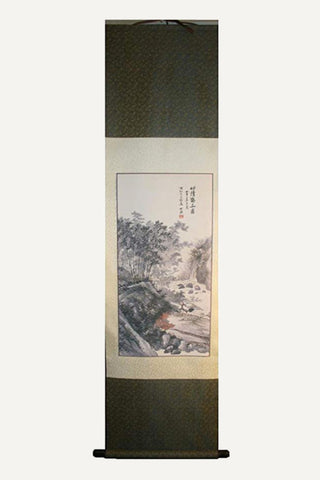 Chinese Wall Art Painting Silk Hanging Scroll (15 X 53 inches) - Agan Traders, Pic 2