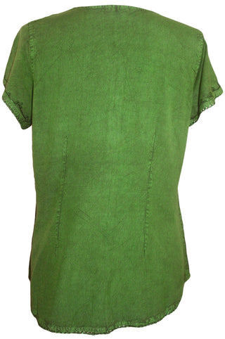 Medieval Bohemian Embroidered Top Shirt Blouse - Agan Traders, Green