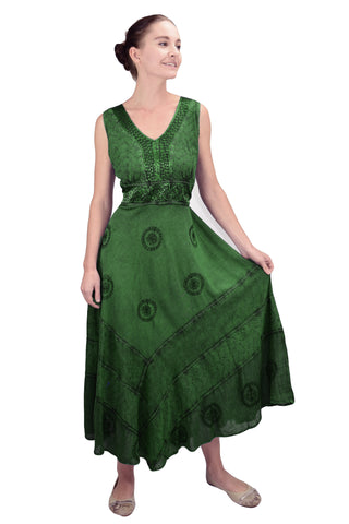 Romantic Evening Empire Victorian Sleeveless Dress - Agan Traders, E Green
