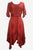  186014 DR Bohemian Asymmetrical Hem Ruffle Embroidered Casual Chic Dress - Agan Traders, B Red