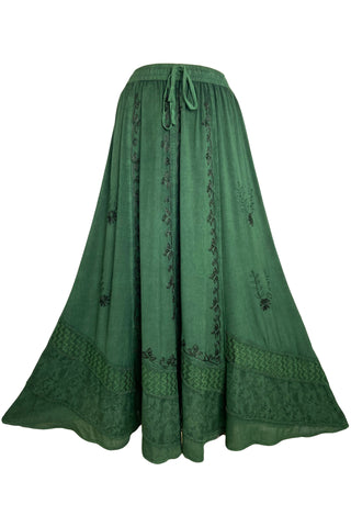 Rayon Dancing Vintage Long Embroidered Skirt - Agan Traders, Green
