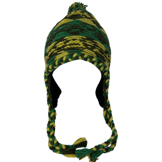 Cable Knit Beanie Earflap Newari Hat - Agan Traders, Green Yellow