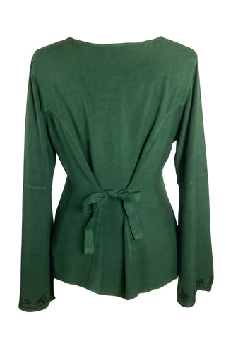 Gypsy Medieval Embroidered Gothic Peasant Top Bell Blouse - Agan Traders, Green