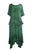186027 SKT Medieval Embroidered  Elastic Waistband Uneven Ruffle Hem Skirt Maxi - Agan Traders, E Green