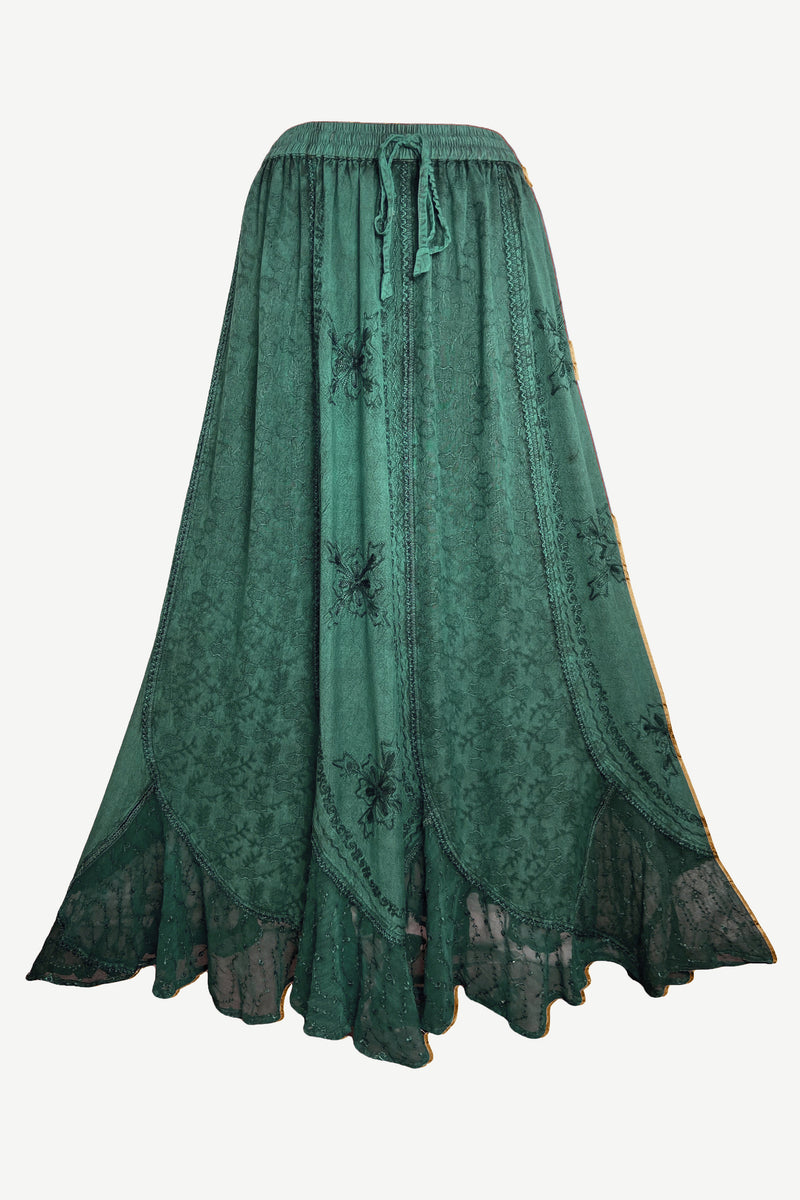 Women's Scalloped Bohemian Gothic Elastic Waistband Flared Skirt ~ 711 ...