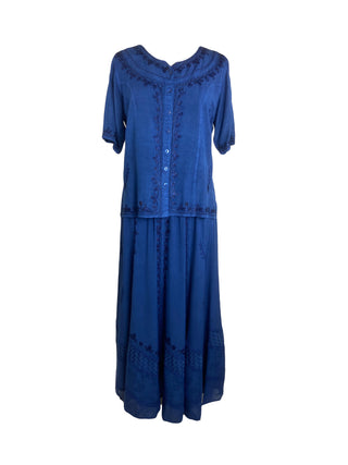 Rayon Dancing Vintage Long Embroidered Skirt - Agan Traders, Navy Blue