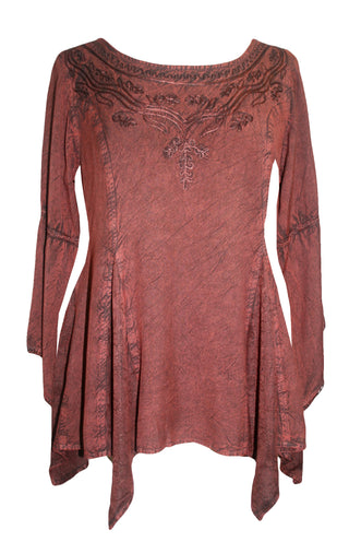 303 NB Bohemian Asymmetrical Blouse Tunic - Agan Traders, Burgundy