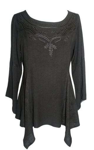 303 NB Bohemian Asymmetrical Blouse Tunic - Agan Traders, Black