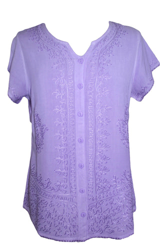 Medieval Bohemian Embroidered Top Shirt Blouse - Agan Traders, Lavender