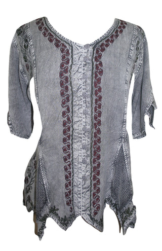 Gypsy Medieval Netted Assymetrical Vintage Top Blouse - Agan Traders, Silver C