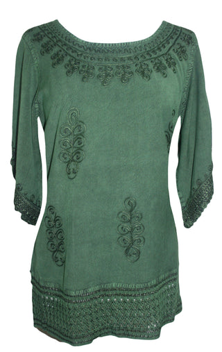 Medieval Rennaissance Peasant Gypsy Ari Lace Blouse Top - Agan Traders, E Green