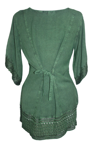 Medieval Rennaissance Peasant Gypsy Ari Lace Blouse Top - Agan Traders, E Green