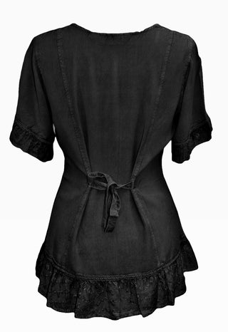 Medieval Peasant Bohemian Ruffle Gypsy Ari Blouse Top - Agan Traders, Black