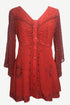 18 607 B Medieval Gothic Embroidered Button Down Sheer Lace Sleeve Top Blouse
