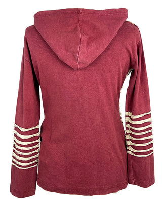 356 RJ Boho Tie Dye Gypsy Hoodie Sweatshirt Rib Cotton Sweatshirt Jacket - Agan Traders, Burgundy
