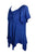 18605 B Bohemian Asymmetrical Hem Front Rope Tie Short Sleeve Blouse - Agan Traders, Blue