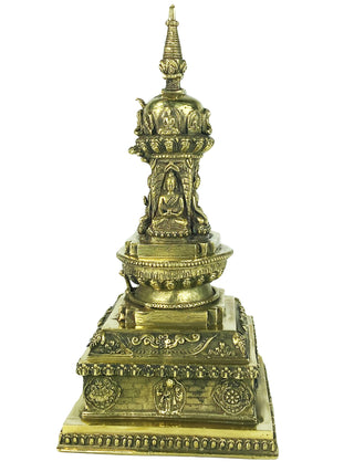 Bronze New Chaitya Stupa Choten Statue Fair Trade Nepal[7.0 X 12.0 inches; 5 lb] - Agan Traders