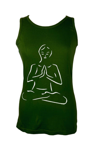 Nepal Highland Agan Traders Knit Cotton Stretchy Yoga Tank Top Cami - Agan Traders, Army Green