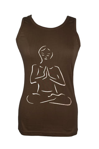 Nepal Highland Agan Traders Knit Cotton Stretchy Yoga Tank Top Cami - Agan Traders, Choco