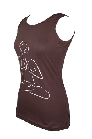 Nepal Highland Agan Traders Knit Cotton Stretchy Yoga Tank Top Cami - Agan Traders, Choco