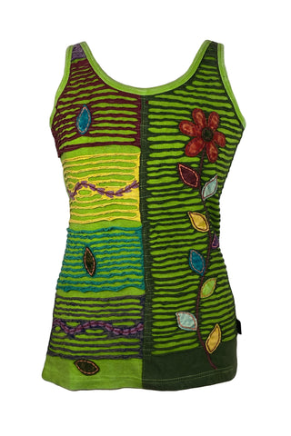 RTK 016 Agan Traders Nepal Hand Crafted Bohemian Tank Camis Top - Agan Traders, Lime