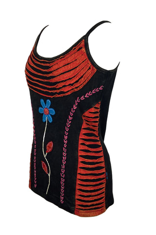 R 140 Women's Bohemian Gypsy Razor Cut Spaghetti Strap Tank Top Camis - Agan Traders, black burgundy