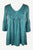609 B Women's Vintage Medieval V Neck Striped Blouse Tunic - Agan Traders, Turquoise 