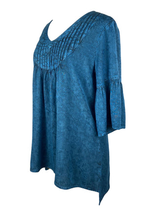 609 B Women's Vintage Medieval V Neck Striped Blouse Tunic - Agan Traders, Blue