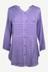 9004 B Women's Bohemian Vintage Sweet Heart Button Down Embroidered Pleated Blouse