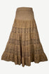 1701 SKT Boho Gothic Tiered Lace Net Waistband Long Flared Cotton Skirt Maxi