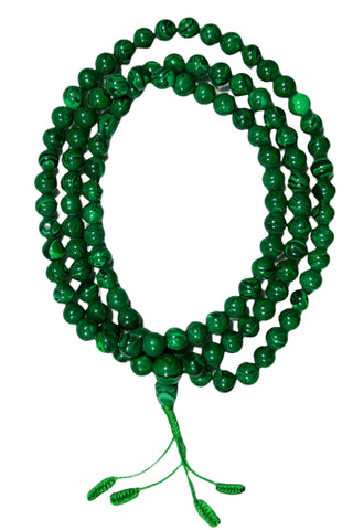 Original 108 beads Malachite Semi-precious Stone Prayer Bead Mala Necklace