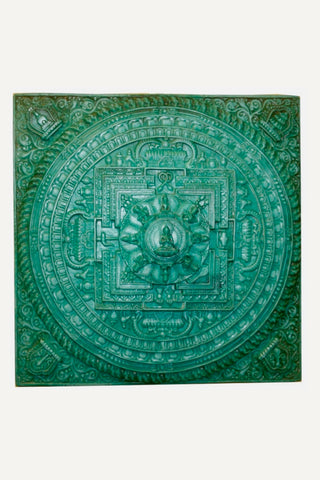 Mandala Decorative Plaque Wall Decor Art Sculpture From Himalaya - Agan Traders, Turquoise