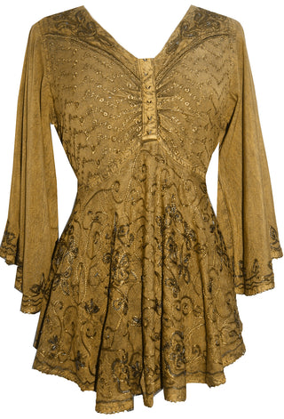 Medieval Butterfly Bell Sleeve Flare Blouse - Agan Traders, Mustard