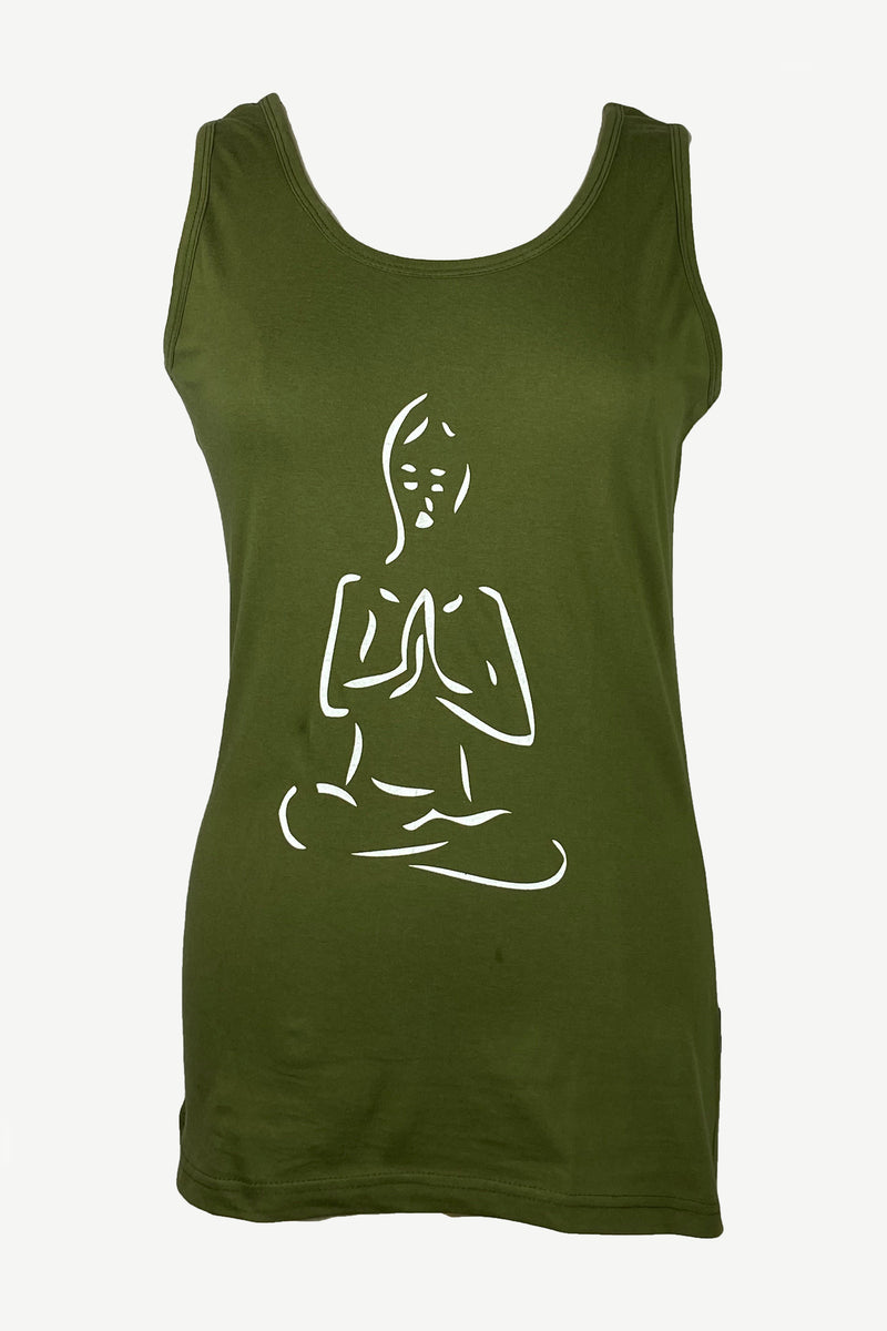 R 127 Meditating Buddha Knit Cotton Stretchy Yoga Tank Top – Agan Traders