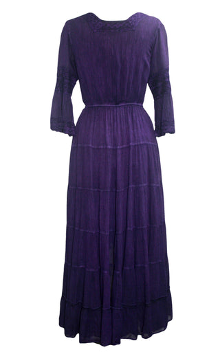186022 DR Vintage Medieval Crepe High-Low Tier Lace Square Neckline Dress Gown - Agan Traders, Purple