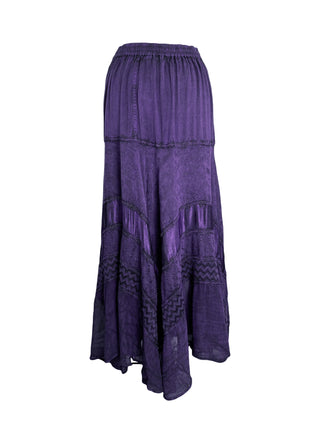 Big Flare Dancing Gypsy Gothic Embroidered Twirl Long Skirt - Agan Traders, Purple