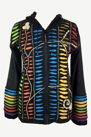 51 RJ Bohemian Multi-Colored Razor Hoodie Sweatshirt Rib Jacket - Agan Traders, Turquoise 