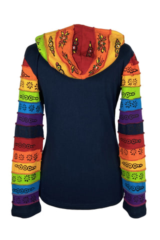 R 310 Agan Traders Brush Painted Rainbow Funky Bohemian Hoodie Jacket - Agan Traders, Multicolor