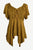 18605 B Bohemian Asymmetrical Hem Front Rope Tie Short Sleeve Blouse - Agan Traders, Old Gold