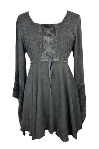 Gypsy Medieval Stylish Bohemian Sexy Flare Corset Tunic - Agan Traders, Charcoal 