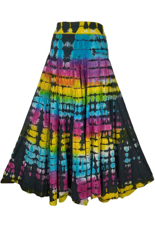 61 SKT Rainbow Soft Cotton Convertible Lined Tie Dye Gypsy Skirt Dress - Agan Traders, Multi 3