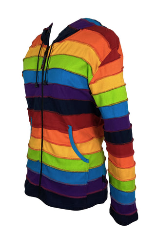 342 RJ Rainbow Elf Hoodie Hippie Gypsy Cotton Bohemian Rib Jacket - Agan Traders, Rainbow