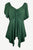 18605 B Bohemian Asymmetrical Hem Front Rope Tie Short Sleeve Blouse - Agan Traders, E Green