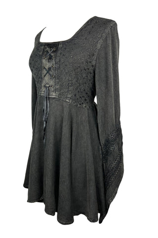 Gypsy Medieval Stylish Bohemian Sexy Flare Corset Tunic - Agan Traders, Charcoal 