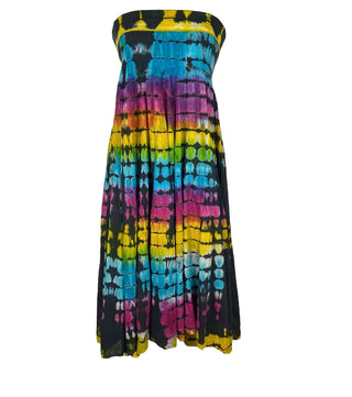 61 SKT Rainbow Soft Cotton Convertible Lined Tie Dye Gypsy Skirt Dress - Agan Traders, Multi 3